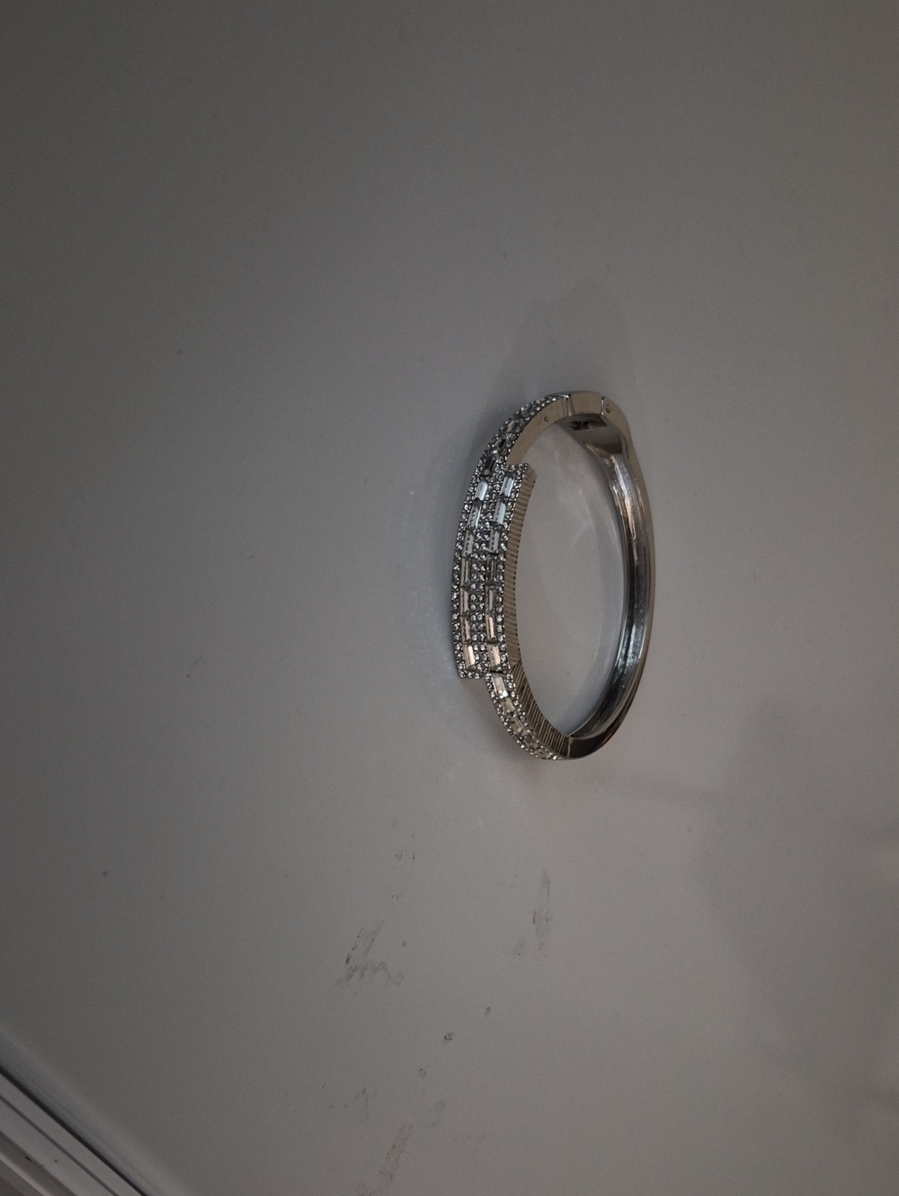 Used Park Lane Silver Crystal Pavé Bangle Bracelet - No Box
